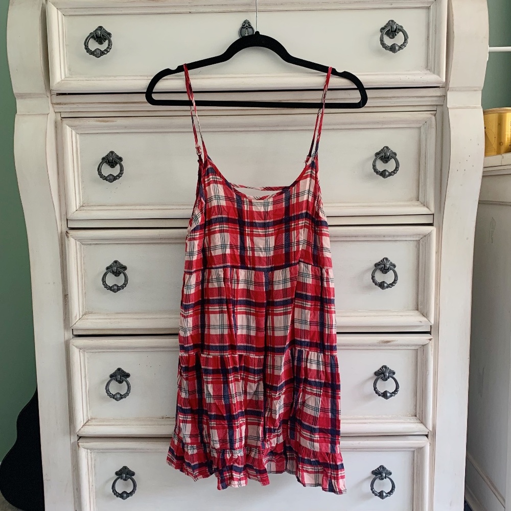 Plaid Spaghetti Strap Tiered Sundress